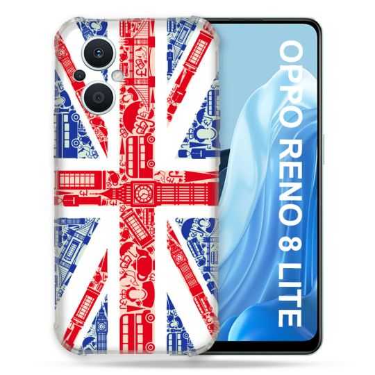 Coque Renforcée Pour Oppo Reno 8 Lite 5G Voyage Angleterre Blanc
