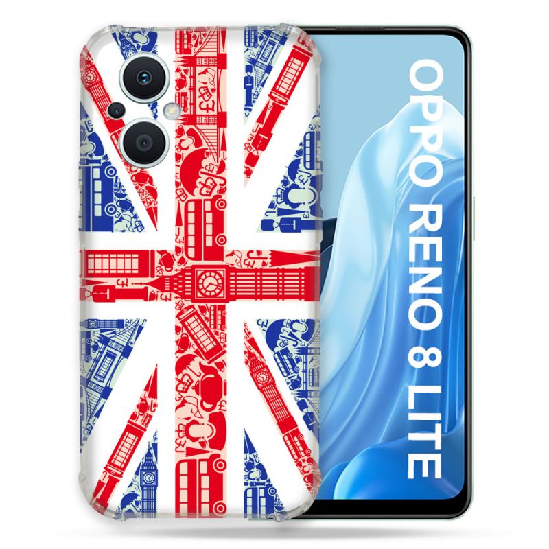 Coque Renforcée Pour Oppo Reno 8 Lite 5G Voyage Angleterre Blanc