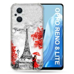 Coque Renforcée Pour Oppo Reno 8 Lite 5G Voyage France Paris Rouge