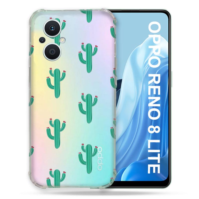 Coque Renforcée Transparente Pour Oppo Reno 8 Lite 5G Cactus