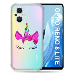 Coque Renforcée Transparente Pour Oppo Reno 8 Lite 5G Licorne Paillette