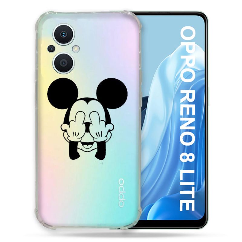 Coque Renforcée Transparente Pour Oppo Reno 8 Lite 5G Mickey doigt