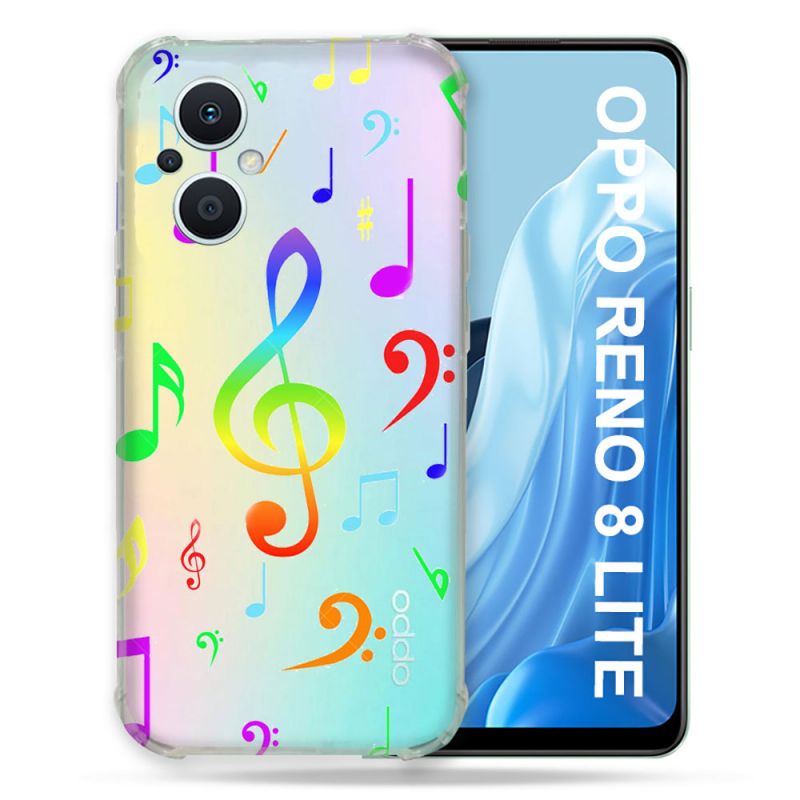 Coque Renforcée Transparente Pour Oppo Reno 8 Lite 5G Note Musique Colore