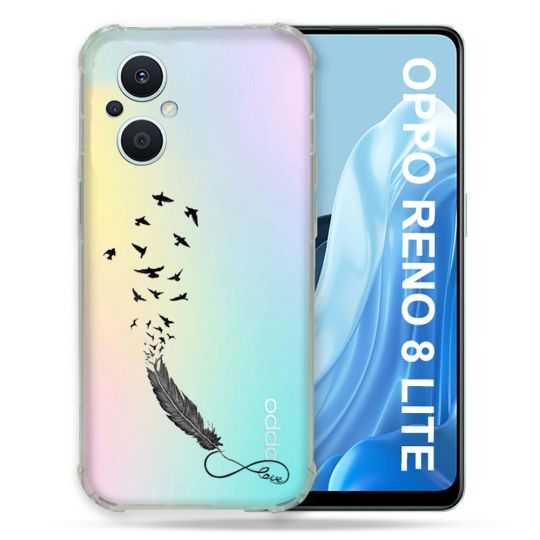 Coque Renforcée Transparente Pour Oppo Reno 8 Lite 5G Plume Infini