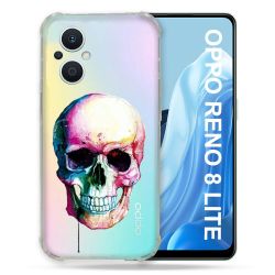 Coque Renforcée Transparente Pour Oppo Reno 8 Lite 5G Skull Head Crane Colore