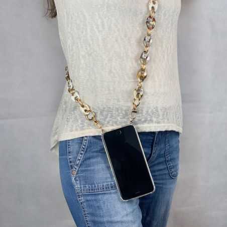 Coque Renforcée Transparente Pour Oppo Reno 8 Lite 5G avec Lanière / Bandoulière / Cordon Anneaux Marbre Blanc Marron