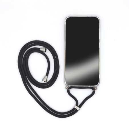 Coque Renforcée Transparente Pour Oppo Reno 8 Lite 5G avec Lanière / Bandoulière Cordon Noir