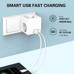 Multiprise Plug Adaptateur Electrique Multisupport USB