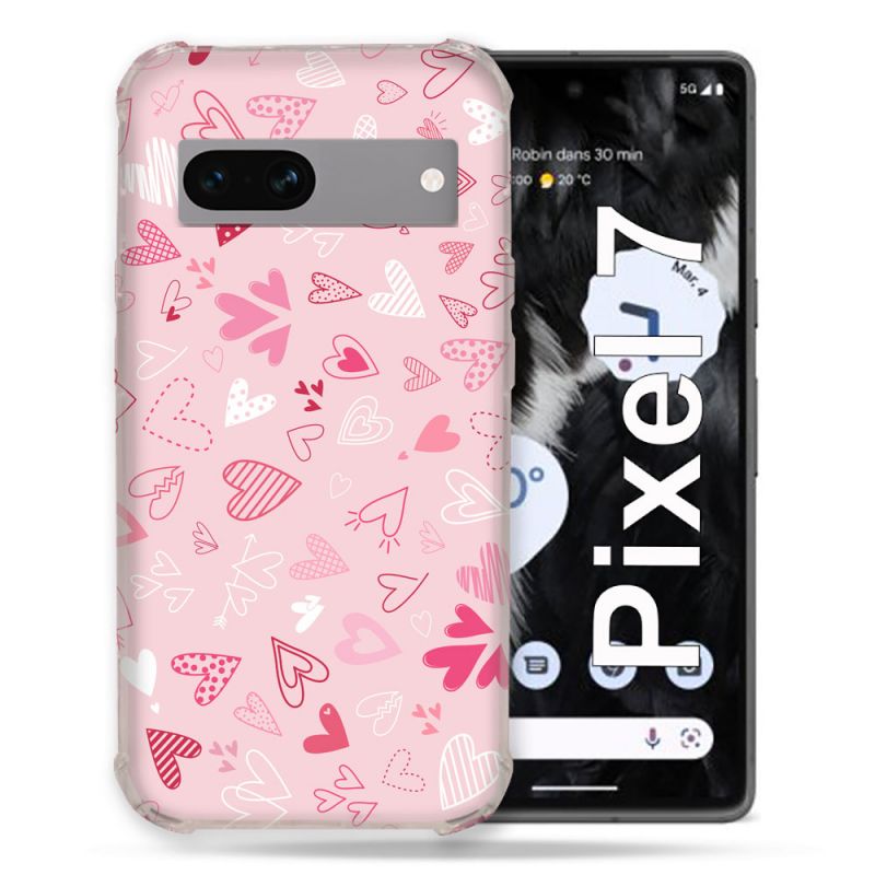 Coque Renforcée Pour Google Pixel 7 Amour Ptis Coeurs