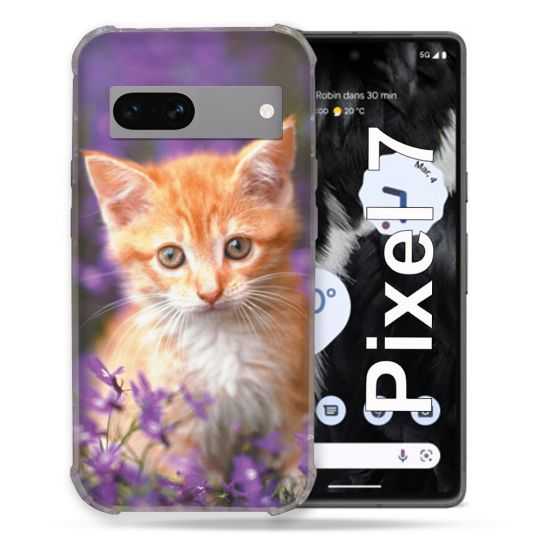 Coque Renforcée Pour Google Pixel 7 Animal Chat Violet
