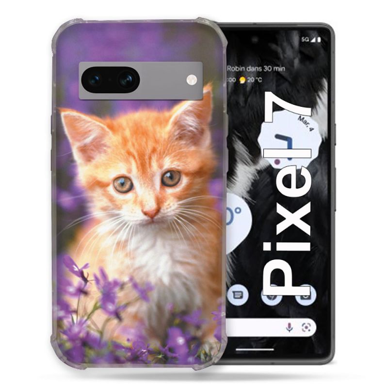 Coque Renforcée Pour Google Pixel 7 Animal Chat Violet