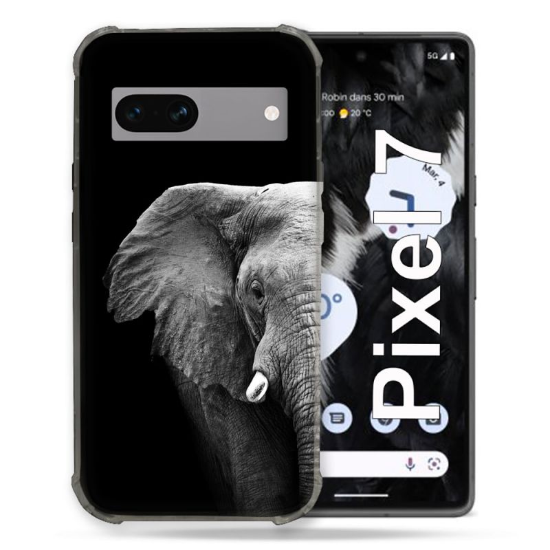 Coque Renforcée Pour Google Pixel 7 Animal Elephant Noir