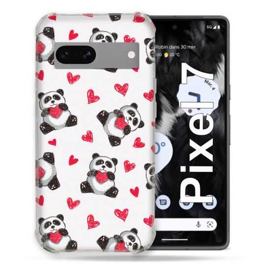 Coque Renforcée Pour Google Pixel 7 Animal Panda Cœur