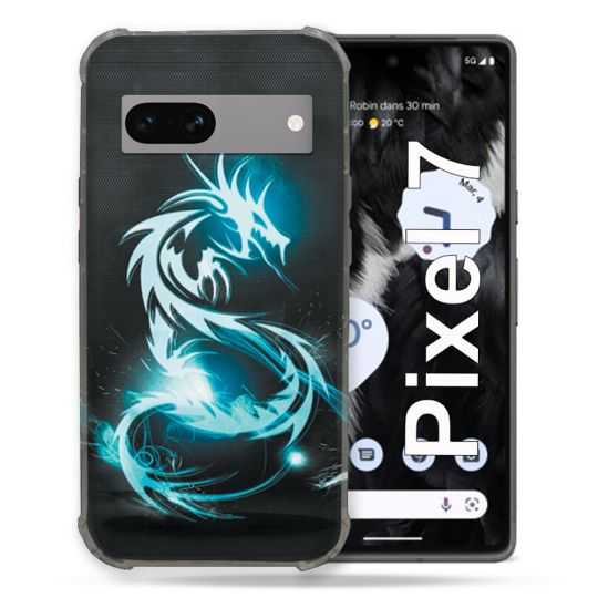 Coque Renforcée Pour Google Pixel 7 Fantastique Dragon Bleu