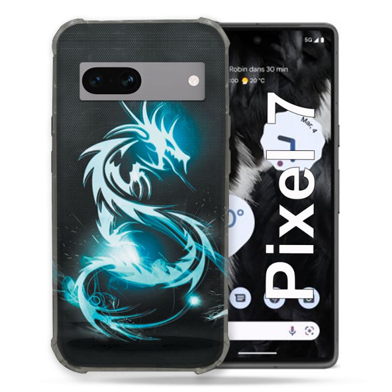 Coque Renforcée Pour Google Pixel 7 Fantastique Dragon Bleu