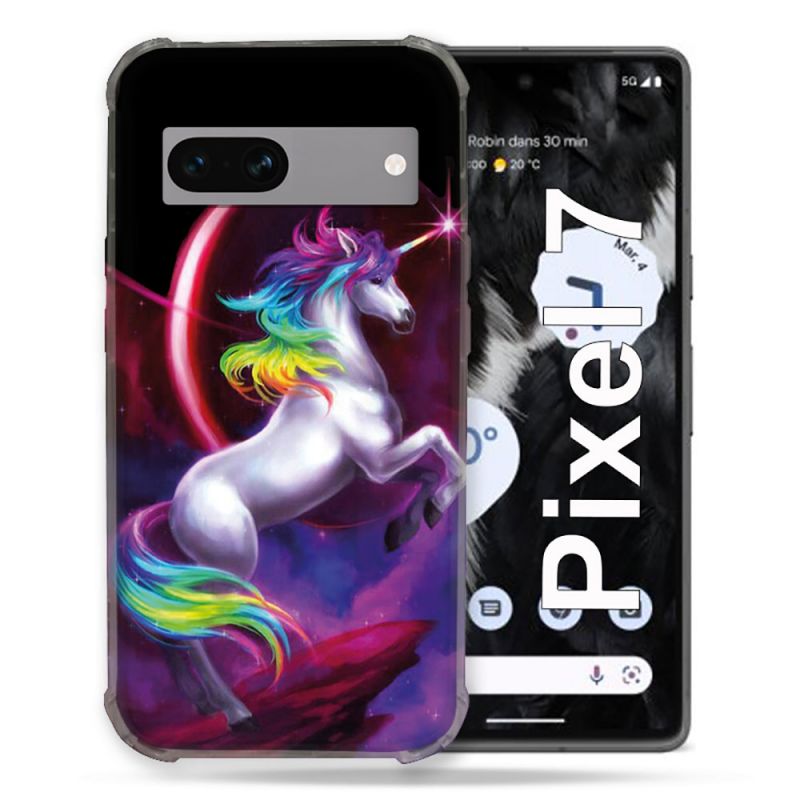 Coque Renforcée Pour Google Pixel 7 Fantastique Licorne Arc en ciel