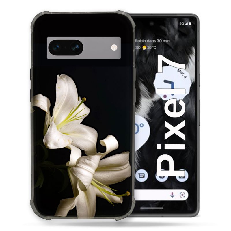 Coque Renforcée Pour Google Pixel 7 Fleur Lys Noir