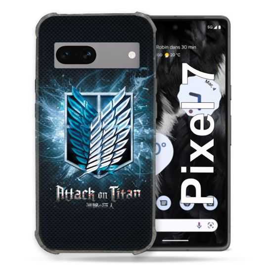 Coque Renforcée Pour Google Pixel 7 Manga Attaque Titans Noir