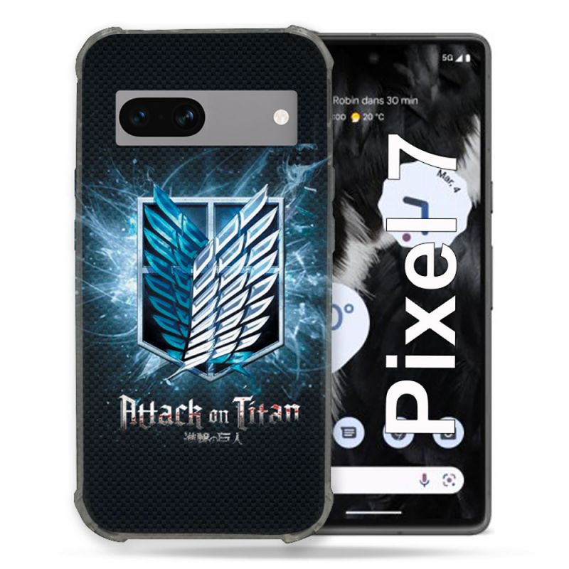 Coque Renforcée Pour Google Pixel 7 Manga Attaque Titans Noir