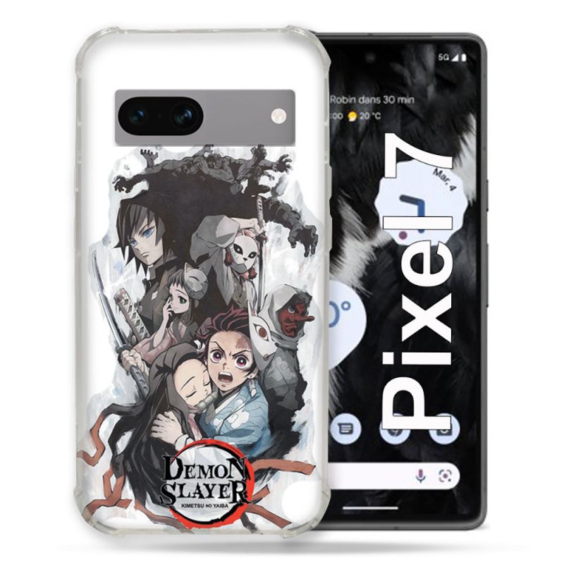 Coque Renforcée Pour Google Pixel 7 Manga Demon Slayer Blanc