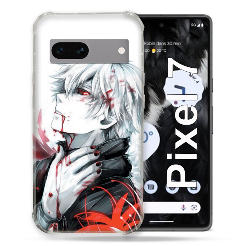 Coque Renforcée Pour Google Pixel 7 Manga Tokyo Ghoul Kaneki Blanc
