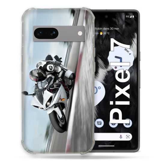Coque Renforcée Pour Google Pixel 7 Moto Course GP Blanche