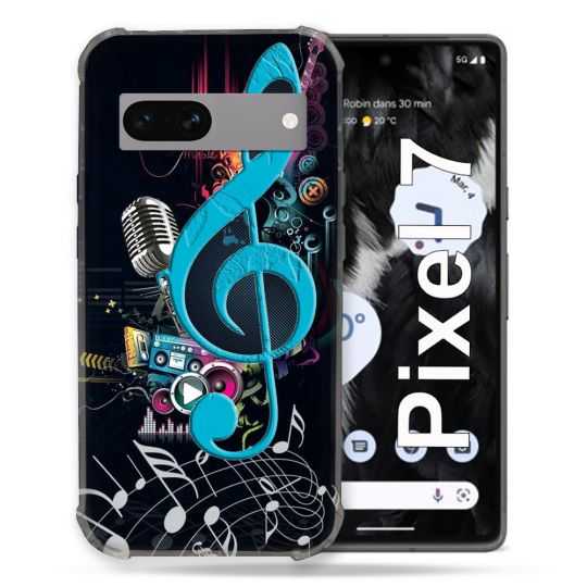 Coque Renforcée Pour Google Pixel 7 Musique Cle Sol Bleu