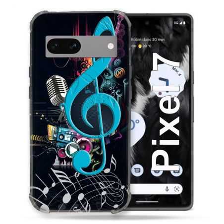 Coque Renforcée Pour Google Pixel 7 Musique Cle Sol Bleu