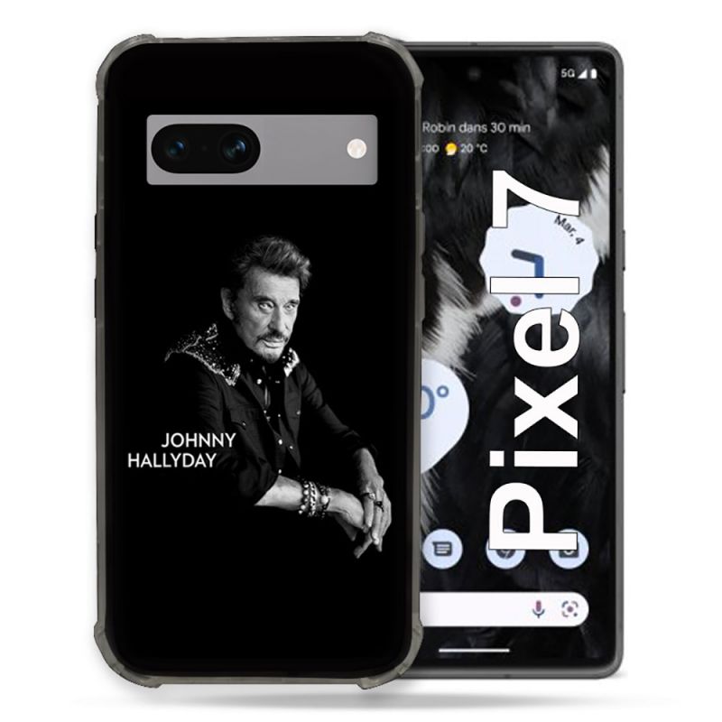 Coque Renforcée Pour Google Pixel 7 Musique Johnny Hallyday Noir