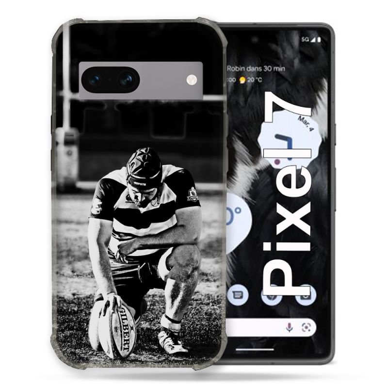 Coque Renforcée Pour Google Pixel 7 Sport Rugby Noir Blanc