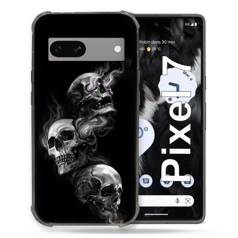 Coque Renforcée Pour Google Pixel 7 Tete de Mort Triple