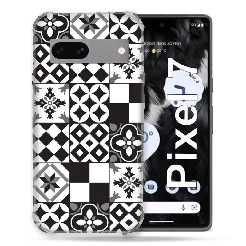 Coque Renforcée Pour Google Pixel 7 Texture Carreau Ciment Noir