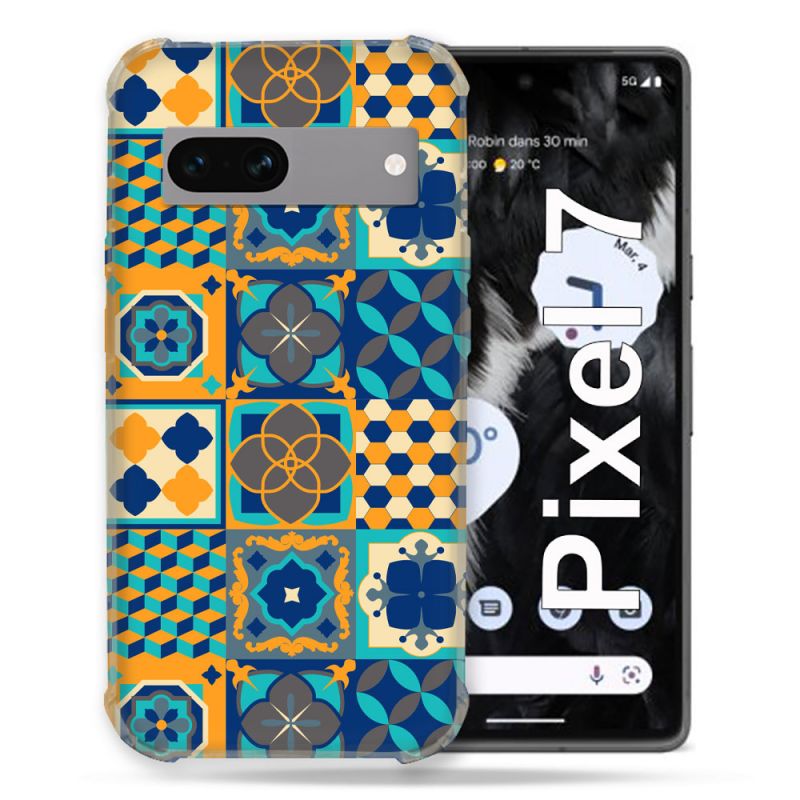 Coque Renforcée Pour Google Pixel 7 Texture Carreau Ciment Orange