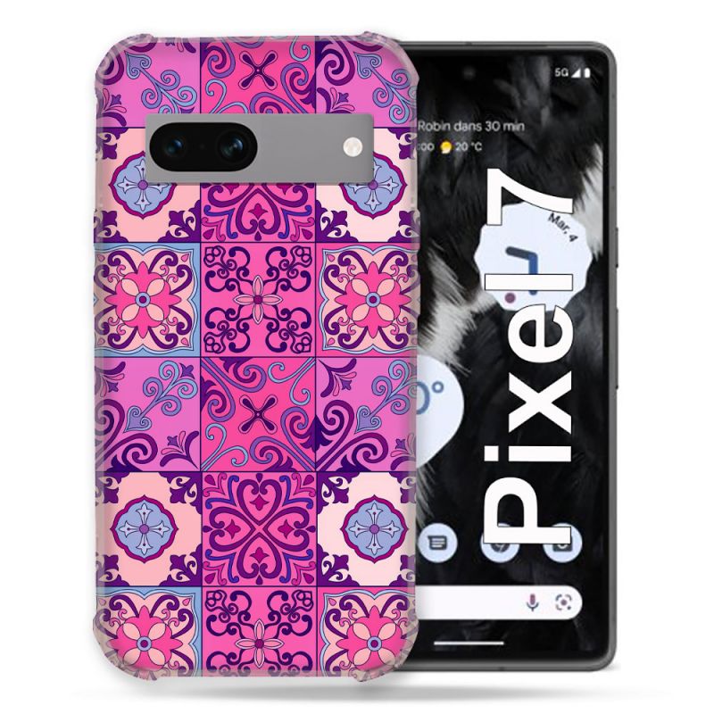 Coque Renforcée Pour Google Pixel 7 Texture Carreau Ciment Violet