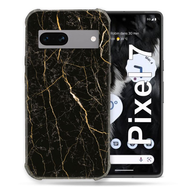 Coque Renforcée Pour Google Pixel 7 Texture Marbre Noir