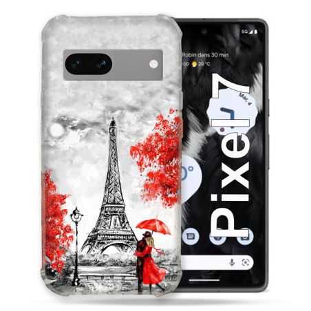 Coque Renforcée Pour Google Pixel 7 Voyage France Paris Rouge