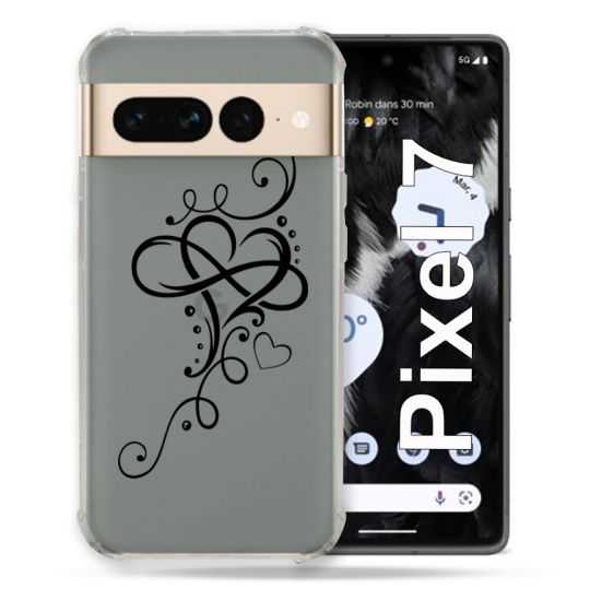 Coque Renforcée Transparente Pour Google Pixel 7 Cœur infini