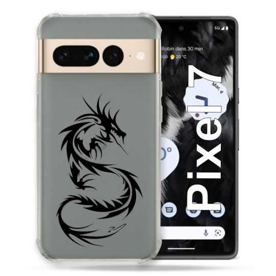 Coque Renforcée Transparente Pour Google Pixel 7 Dragon Noir
