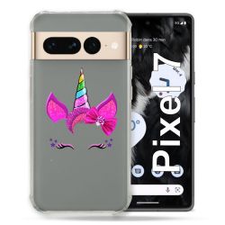 Coque Renforcée Transparente Pour Google Pixel 7 Licorne Paillette