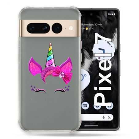 Coque Renforcée Transparente Pour Google Pixel 7 Licorne Paillette