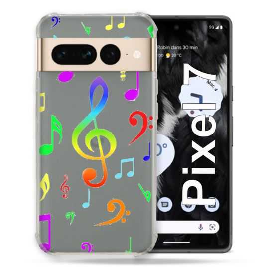 Coque Renforcée Transparente Pour Google Pixel 7 Note Musique Colore