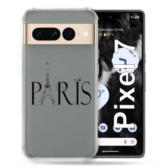 Coque Renforcée Transparente Pour Google Pixel 7 Paris Noir