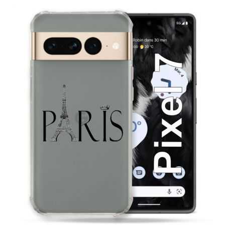 Coque Renforcée Transparente Pour Google Pixel 7 Paris Noir