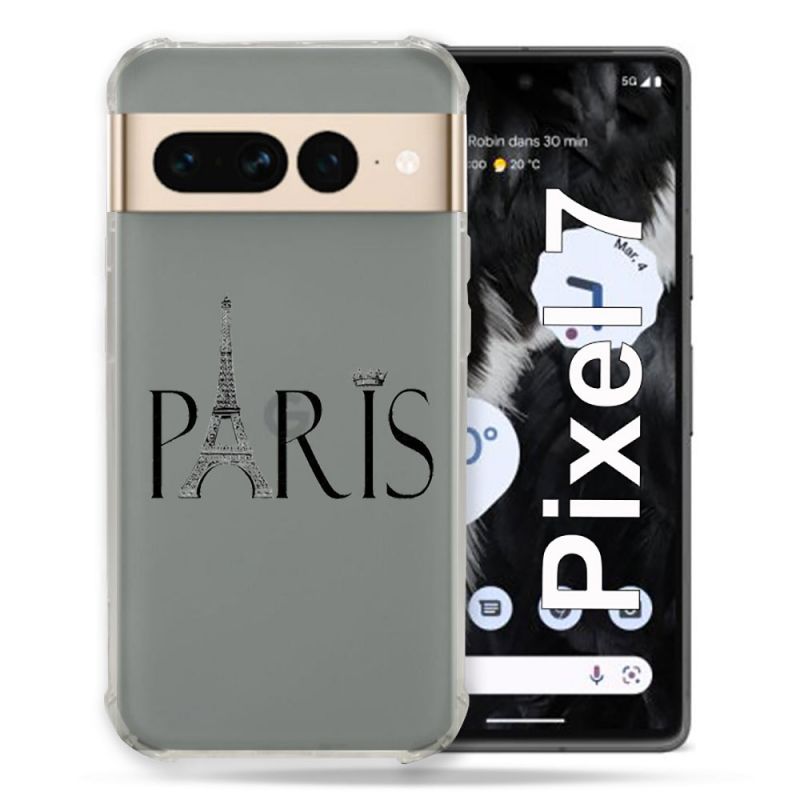 Coque Renforcée Transparente Pour Google Pixel 7 Paris Noir