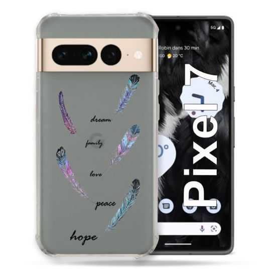 Coque Renforcée Transparente Pour Google Pixel 7 Plume Couleur