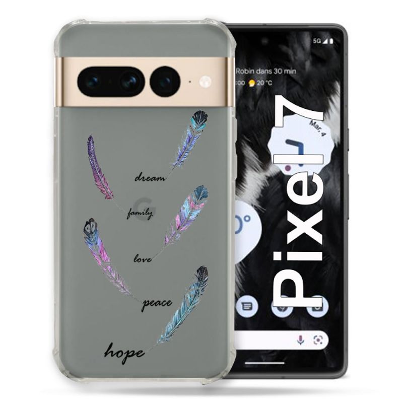 Coque Renforcée Transparente Pour Google Pixel 7 Plume Couleur