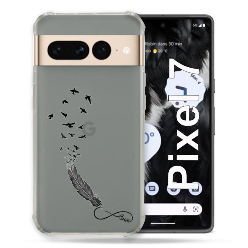 Coque Renforcée Transparente Pour Google Pixel 7 Plume Infini