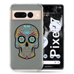 Coque Renforcée Transparente Pour Google Pixel 7 Tete Mort Color
