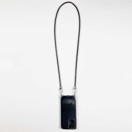 Coque Renforcée Transparente Pour Google Pixel 7 avec Lanière / Bandoulière / Cordon Metal Maille Serpent Noir