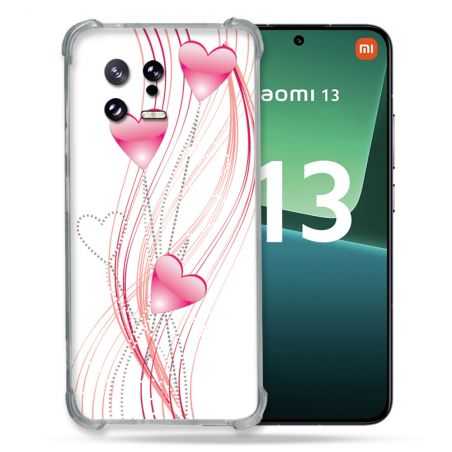 Coque Renforcée pour Xiaomi Mi 13 Amour Coeur Rose Montant sur Blanc